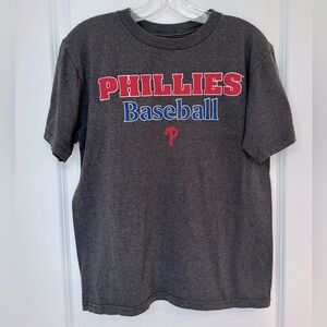 Philadelphia Phillies Gray Youth Tshirt Size Large Phillies Logo Red Blue MLB